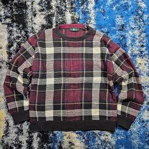 Vintage Hunt Club Plaid Knit Crewneck Sweater